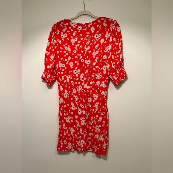 Rixo Daisy Red Floral Short Swing Dress - Size 10 - Picture 4 of 5